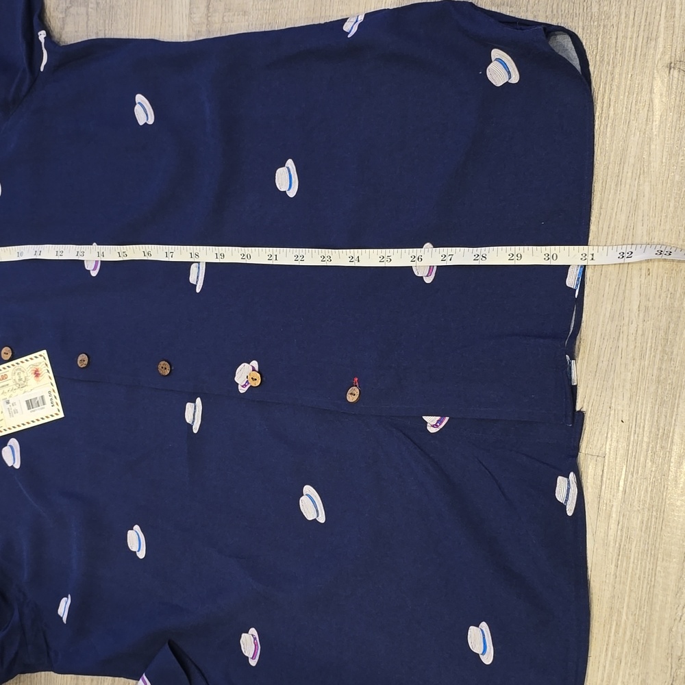 Cremieux Blue Hat Motif Mens long sleeve shirt Fedora New M St Barts Cruise Hot - Picture 4 of 8